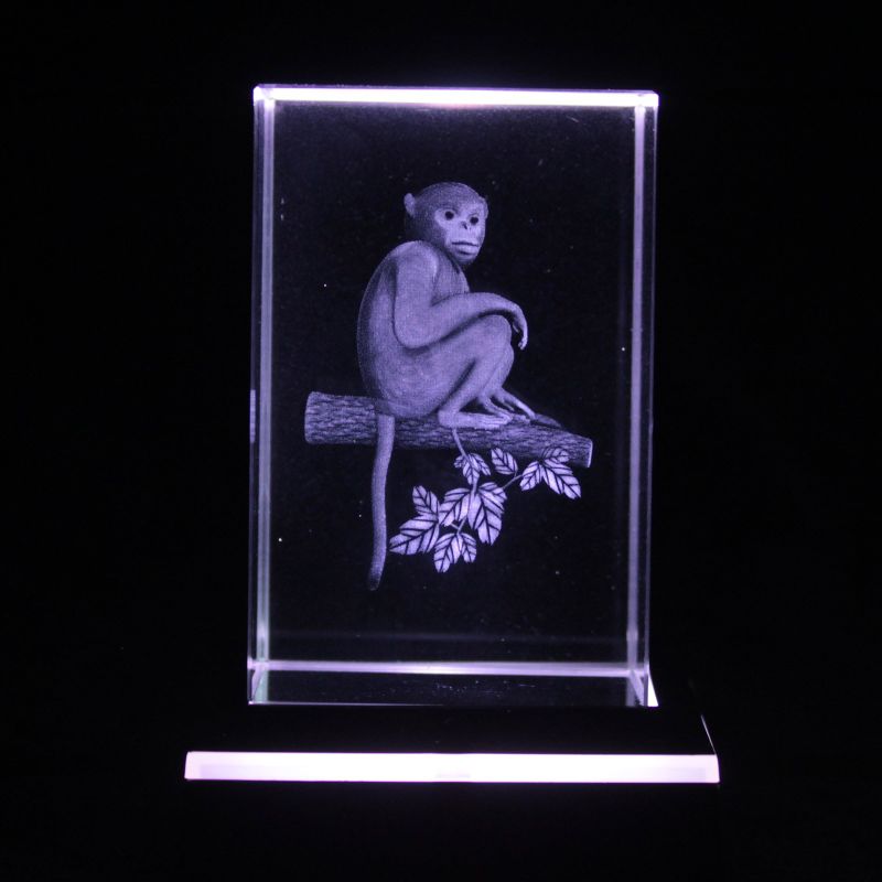 Laser Crystal Block - Monkey