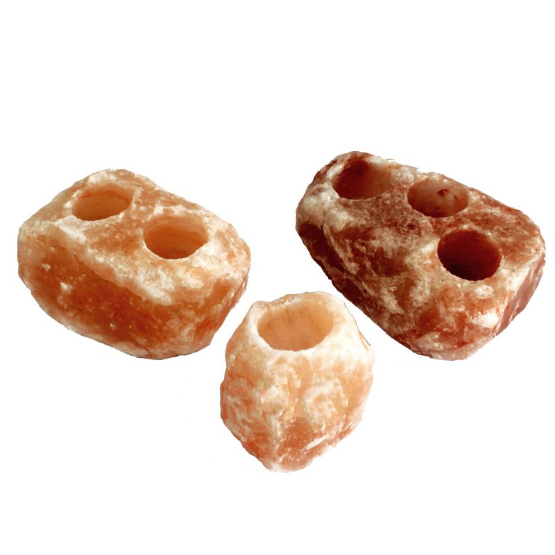 Natural Salt Candle Holder - 2 holes (2-2.5kg)