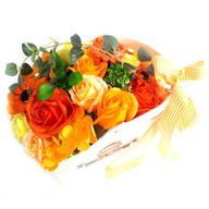Basket Soap Flower Bouquet - Orange
