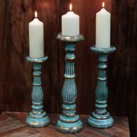 Large Candle Stand - Turquois Gold