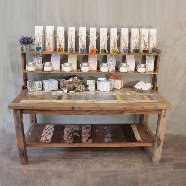 A&C Table with top shelf - 220cmx77cm