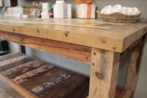 A&C Table with top shelf - 220cmx77cm