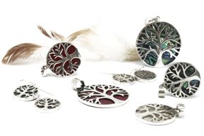 Tree of Life Silver Earrings 15mm - Mother of Pearl