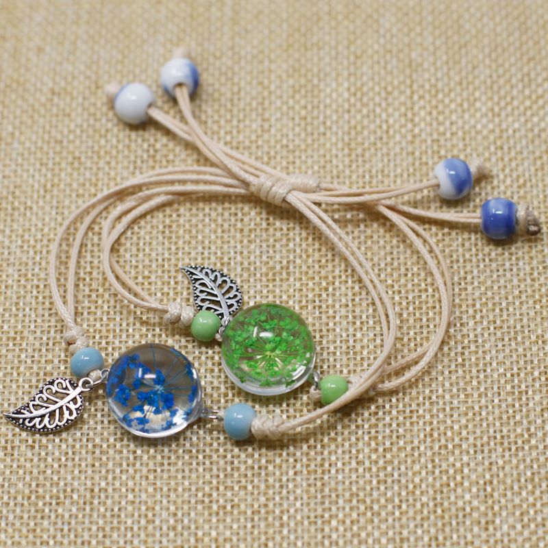 Pack With 4 Pressed Flowers - Pretty Flower & Leaf Braclet
