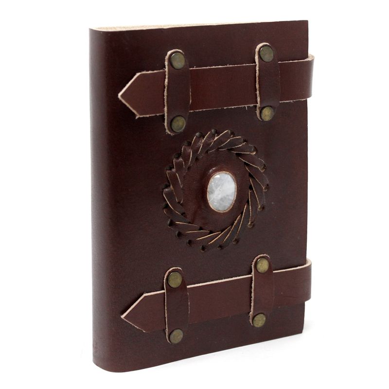Leather Moonstone with Belts Notebook (15x10cm)
