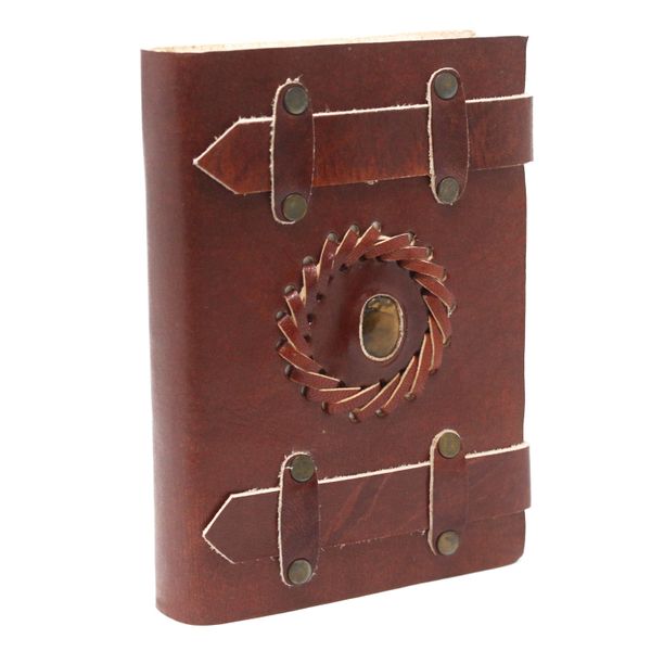 Leather Tigereye with Belts Notebook (15X10cm)