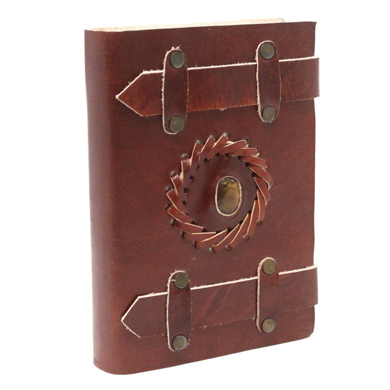 Leather Tigereye with Belts Notebook (15X10cm)