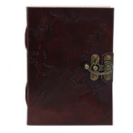 Leather World Map Notebook (18x13 cm)