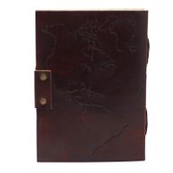 Leather World Map Notebook (18x13 cm)