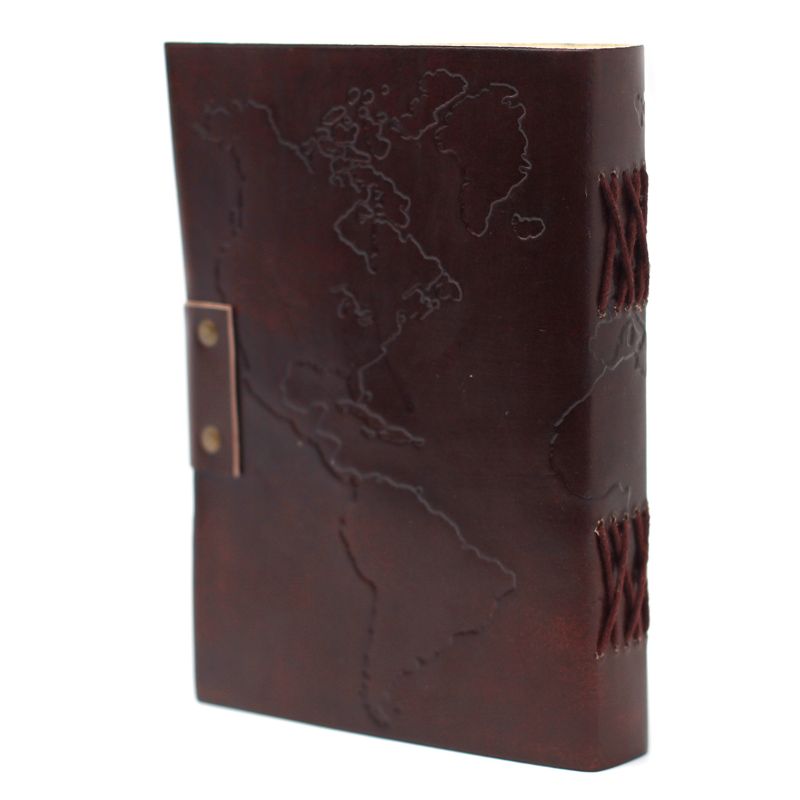 Leather World Map Notebook (18x13 cm)