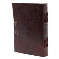 Leather World Map Notebook (18x13 cm)