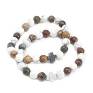 Set of 2 Gemstones Friendship Bracelets - Piece - Picasso Jasper & White Howlite