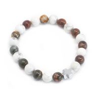 Set of 2 Gemstones Friendship Bracelets - Piece - Picasso Jasper & White Howlite