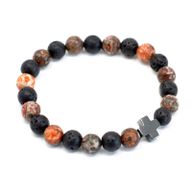 Set of 2 Gemstones Friendship Bracelets - Ethernity - Leopard Skin Jasper & Lava Stone