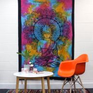Single Cotton Bedspread + Wall Hanging -  Peaceful Buddha