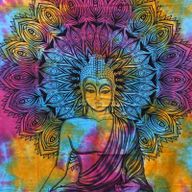 Single Cotton Bedspread + Wall Hanging -  Peaceful Buddha