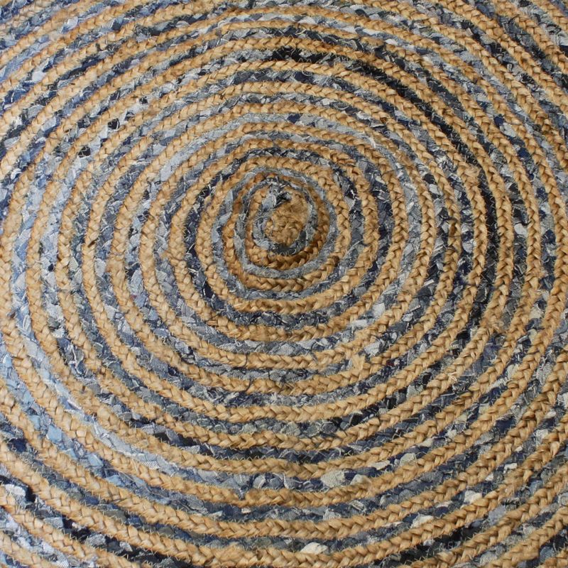 Round Jute and Recycle Denim Rug-  90 cm