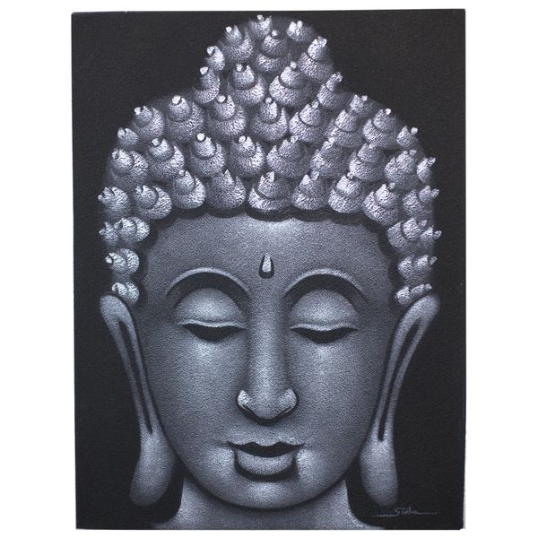 Buddha Painting - Grey Sand Finish