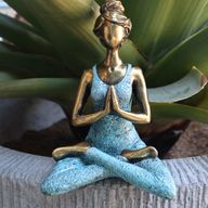 Yoga Lady Figure -  Bronze & Turquoise 24cm