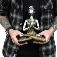 Yoga Lady Figure -  Bronze & Turquoise 24cm
