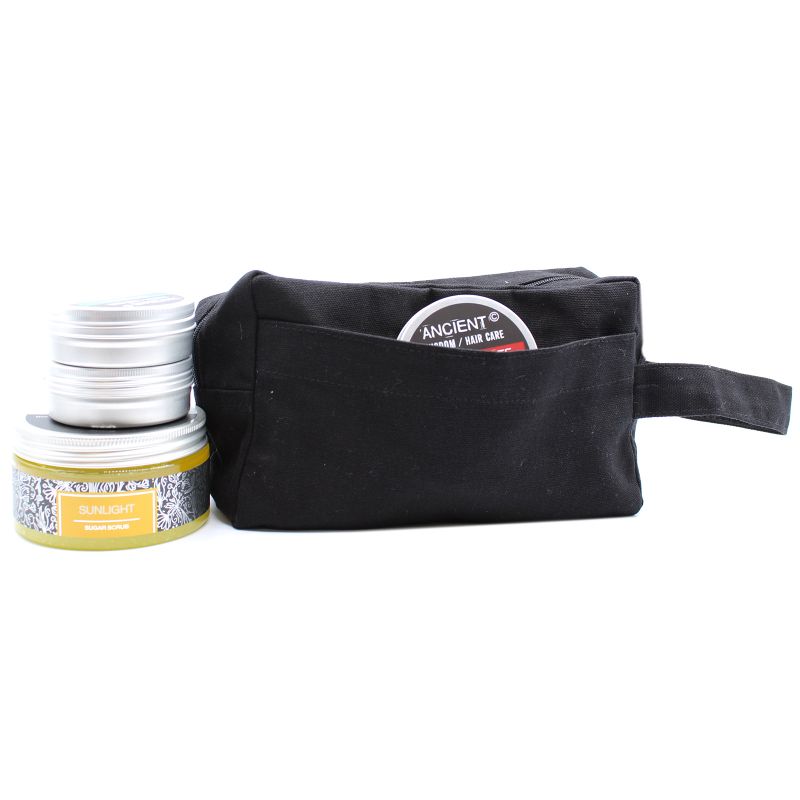 Black Cotton Toiletry Bag 10 oz - Classic Square