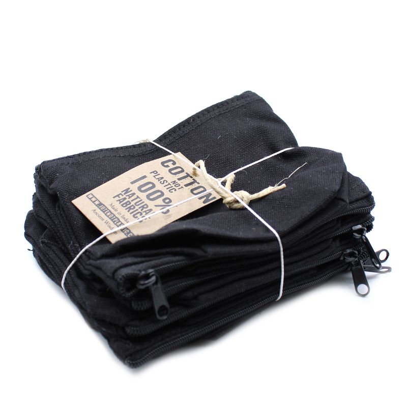 Black Cotton Toiletry Bag 10 oz - Mini Pouch