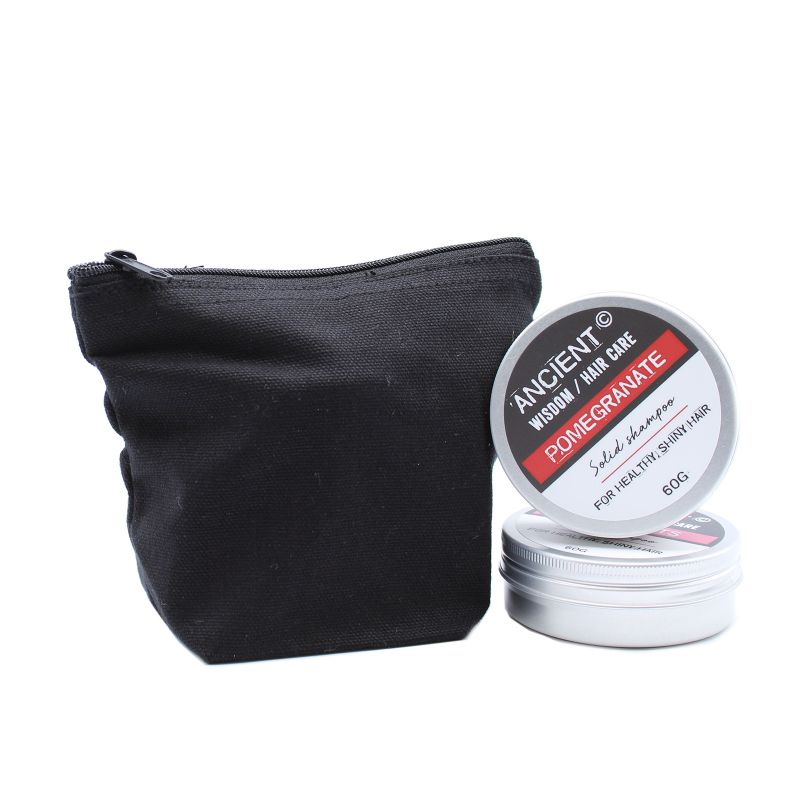 Black Cotton Toiletry Bag 10 oz - Mini Pouch