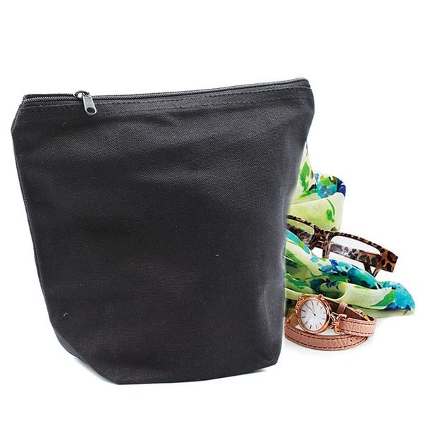 Black Cotton Toiletry Bag 10 oz - Medium Pouch