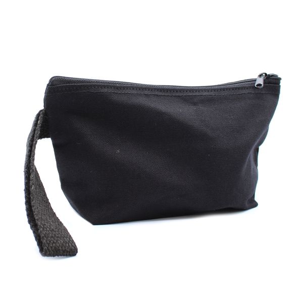 Black Cotton Toiletry Bag 10 oz - Hand Holder
