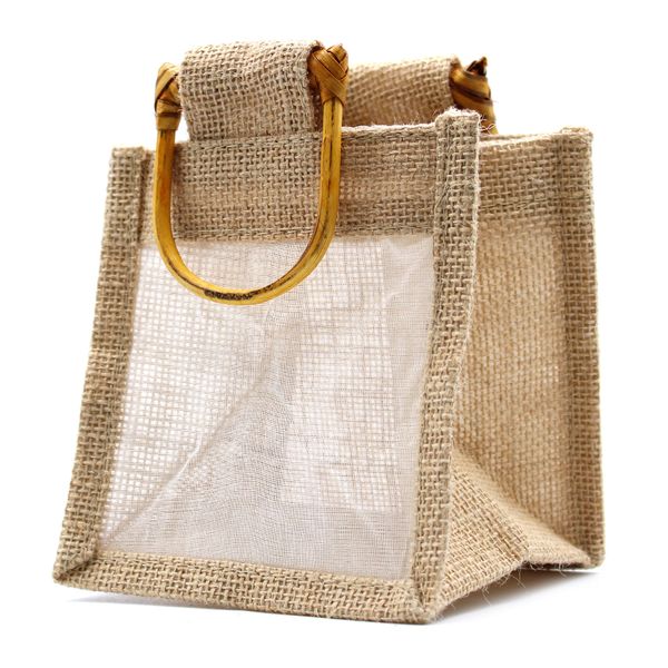 Pure Jute and Cotton Window Gift Bag - One Jar 'Natural'
