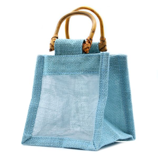 Pure Jute and Cotton Window Gift Bag - One Jar 'Teal'