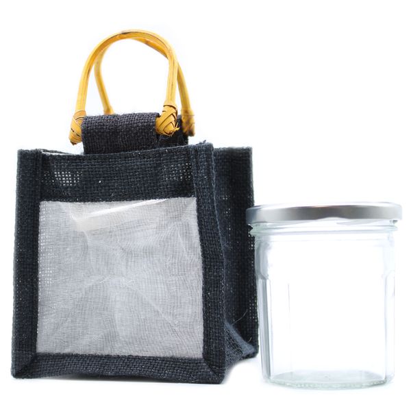 Pure Jute and Cotton Window Gift Bag - One Jar 'Black'