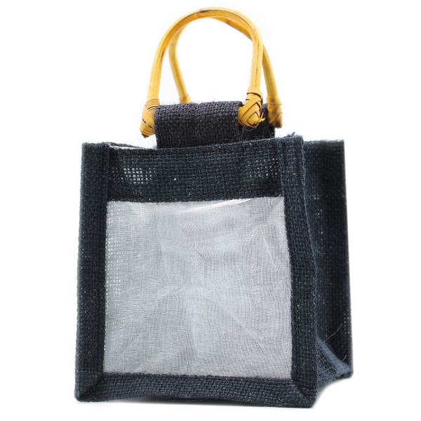 Pure Jute and Cotton Window Gift Bag - One Jar 'Black'