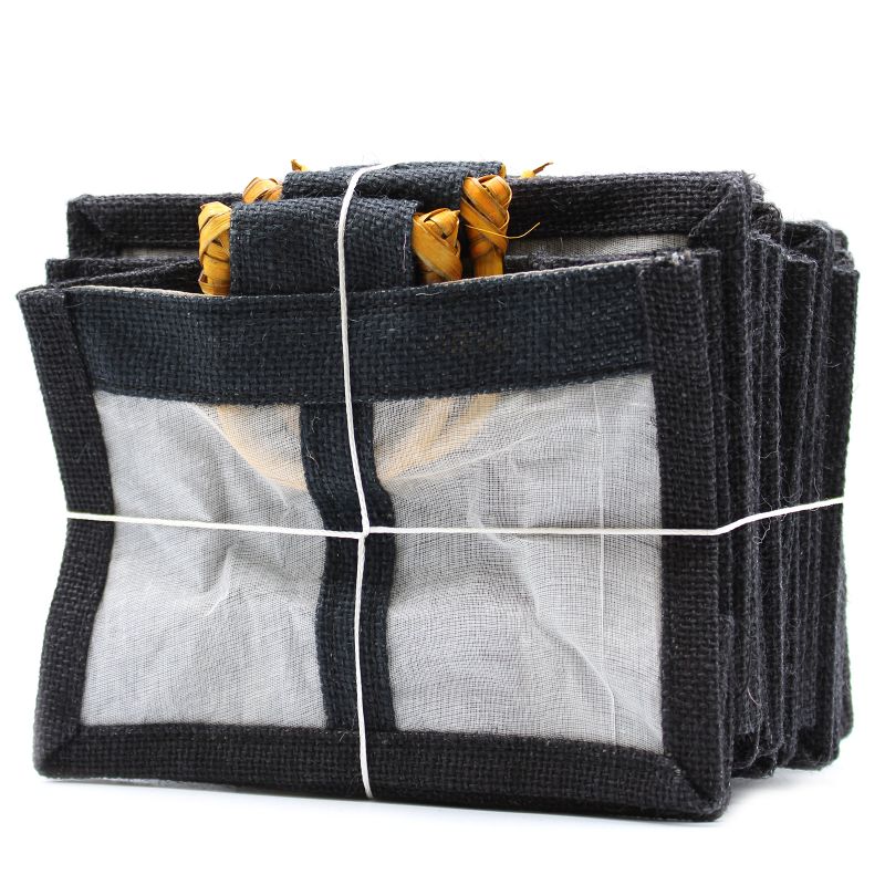 Pure Jute and Cotton Window Gift Bag  - Two Jars 'Black'