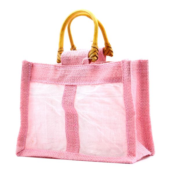 Pure Jute and Cotton Window Gift Bag - Two Jars 'Rose'