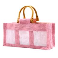 Pure Jute and Cotton Window Gift Bag  - Three Jars 'Rose'