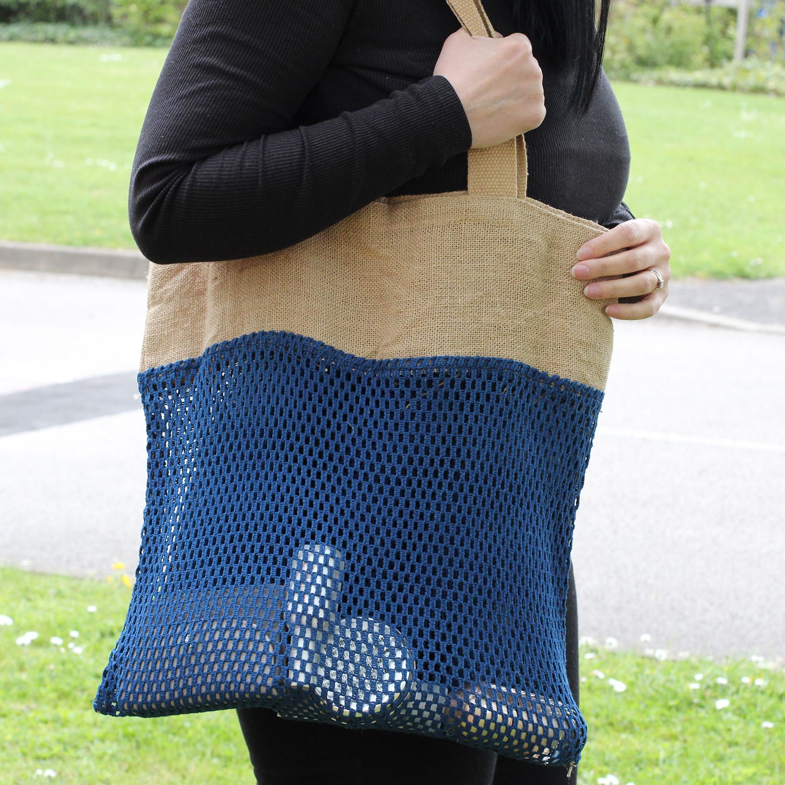 Pure Soft Jute and Cotton Mesh Bag