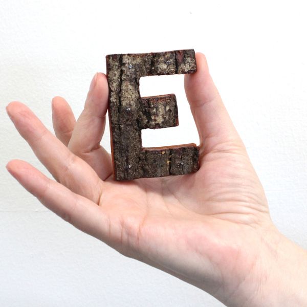 Rustic Bark Letter   - "E" (12) - Small 7cm