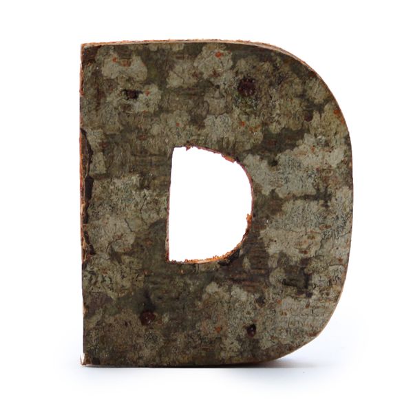 Rustic Bark Letter   - "D" (12) - Small 7cm