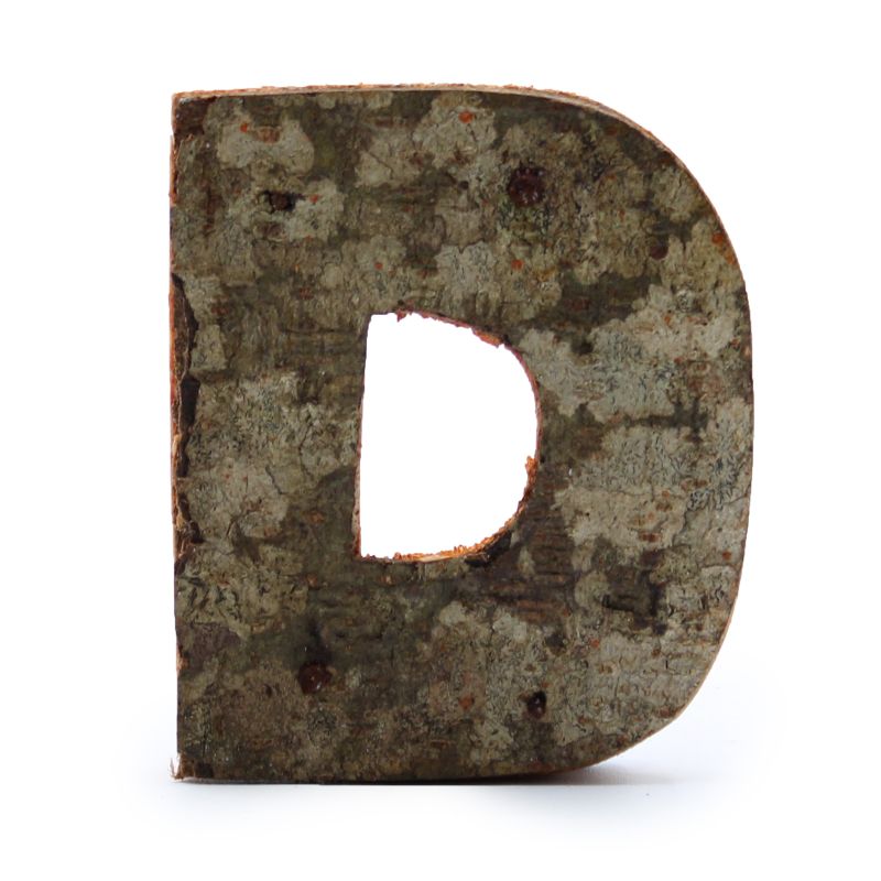 Rustic Bark Letter   - "D" (12) - Small 7cm