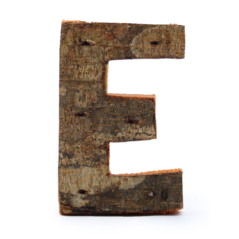Rustic Bark Letter   - "E" (12) - Small 7cm