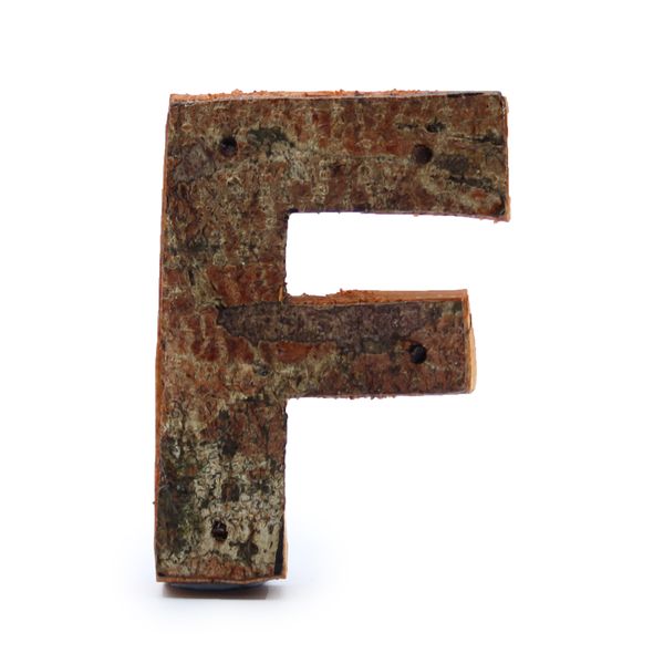 Rustic Bark Letter   - "F" (12) - Small 7cm