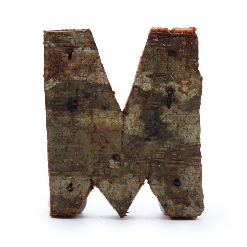 Rustic Bark Letter   - "M" (12) - Small 7cm