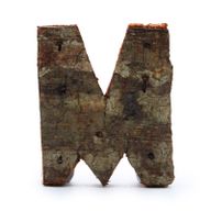Rustic Bark Letter   - "M" (12) - Small 7cm