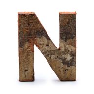Rustic Bark Letter   - "N" (12) - Small 7cm