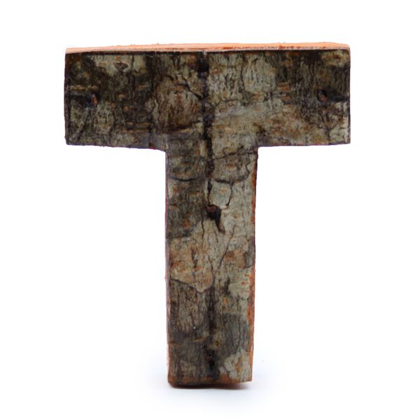 Rustic Bark Letter   - "T" (12) - Small 7cm