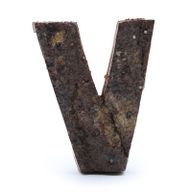 Rustic Bark Letter   - "V" (12) - Small 7cm