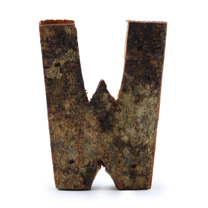 Rustic Bark Letter   - "W" (12) - Small 7cm