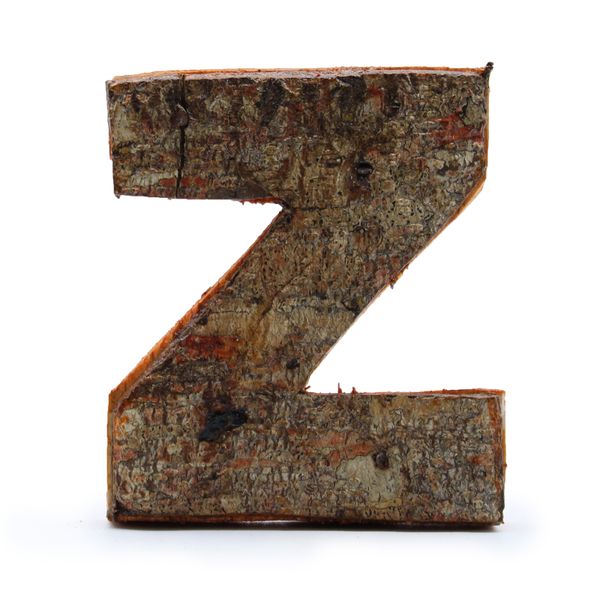 Rustic Bark Letter   - "Z" (12) - Small 7cm