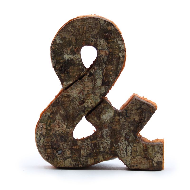 Rustic Bark Letter   - "&" (12) - Small 7cm
